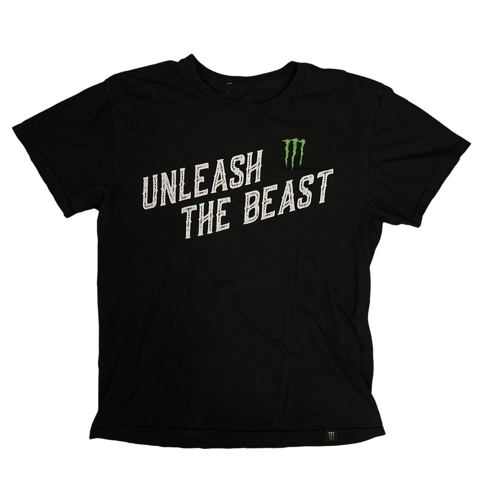 Monster Energy Unleash The Beast Graphic T-Shirt Black Mens Medium Short Sleeve